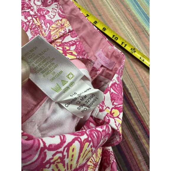 Lilly Pulitzer Womens Whitney Resort Pink Chum Bucket Roll Up Pants Size 10 - Picture 5 of 9